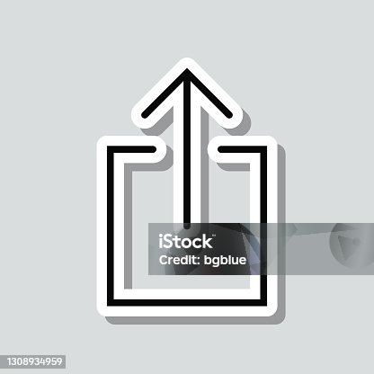 istock Upload. Icon sticker on gray background 1308934959