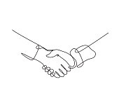 istock continuous line drawing of handshake business agreement. handshake illustration. 1308935676