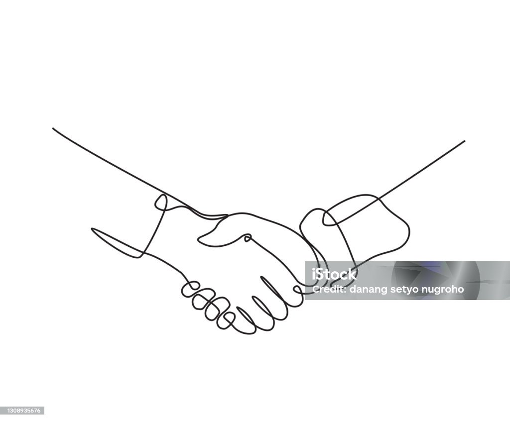 continuous line drawing of handshake business agreement. handshake illustration. Handshake stock vector