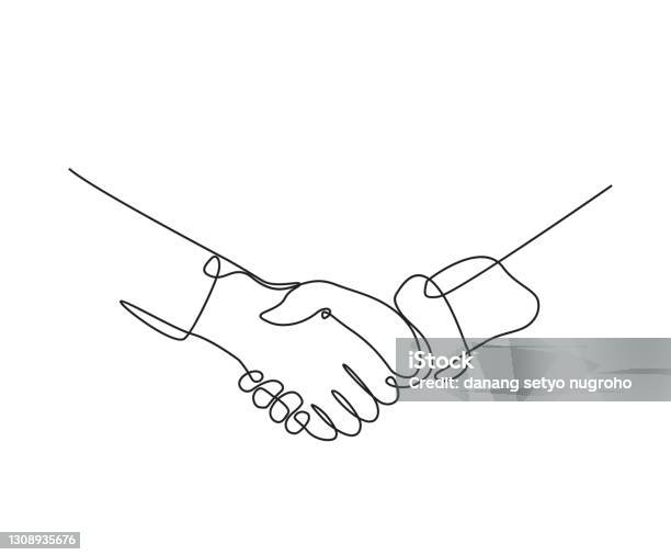 Continuous Line Drawing Of Handshake Business Agreement Handshake Illustration Stock Illustration - Download Image Now