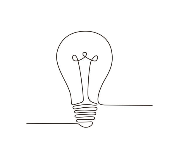 Continuous line drawing. Electric light bulb. Eco idea metaphor. bulb illustration. Continuous line drawing. Electric light bulb. Eco idea metaphor. bulb illustration. continuous line drawing stock illustrations