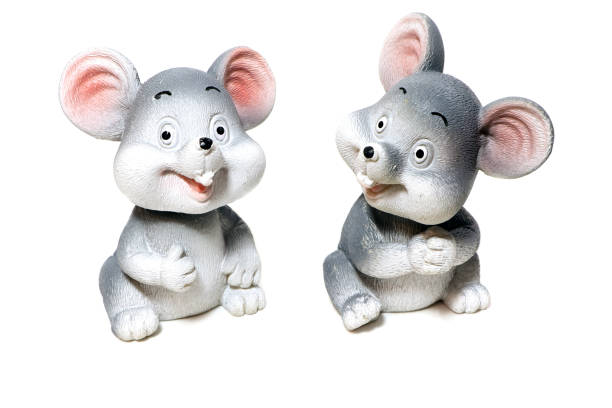 A figurine of mouse isolated. A ceramic figurine mice isolated.