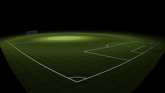 Football field at night 3D rendering