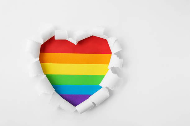 symbol heart rainbow. lgbt. pride month. lesbian gay bisexual transgender. love, human rights, tolerance. - pride month imagens e fotografias de stock