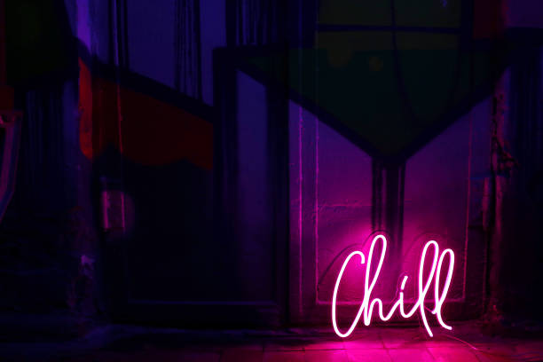 istock Pink neon sign chill. Trendy style. 1308950881