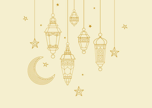 wektor premade ramadan kareem karty. vintage banner dla twojego ramadanu życząc. miejsce na tekst powitania - ramadan stock illustrations