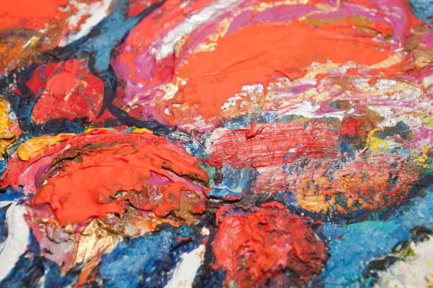 istock Background image of bright oil paint palette 1308954206