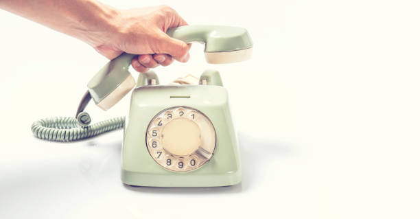 Calling with Vintage Telephone on White Board