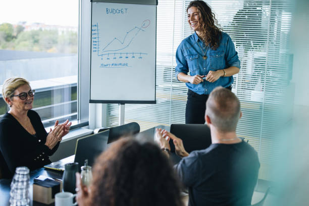 istock Business colleagues applauding after a presentation 1308966487