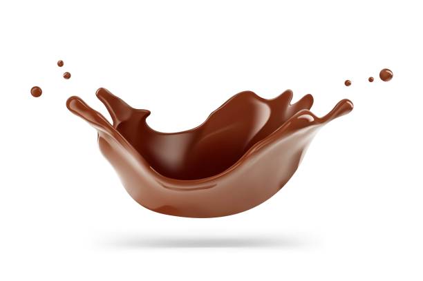 illustrazioni stock, clip art, cartoni animati e icone di tendenza di realistico spruzzo di corona di cioccolato. - pouring