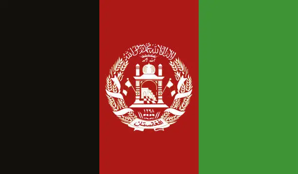 Vector illustration of Highly Detailed Flag Of Afghanistan - Afghanistan Flag High Detail - Vector of Afghanistan flag. EPS, Vector