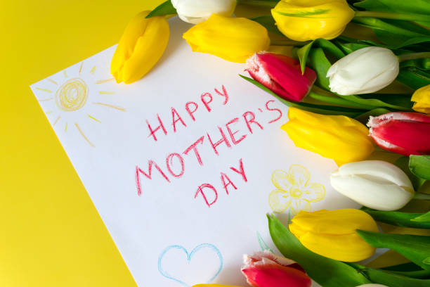istock Mother`s Day card and tulips bouquet 1308971687