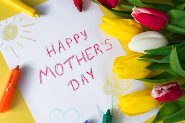 istock Mother`s Day card and tulips bouquet 1308971688