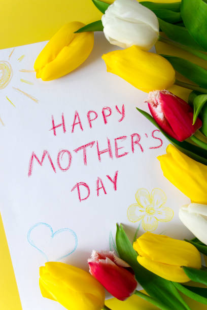 istock Mother`s Day card and tulips bouquet 1308971705