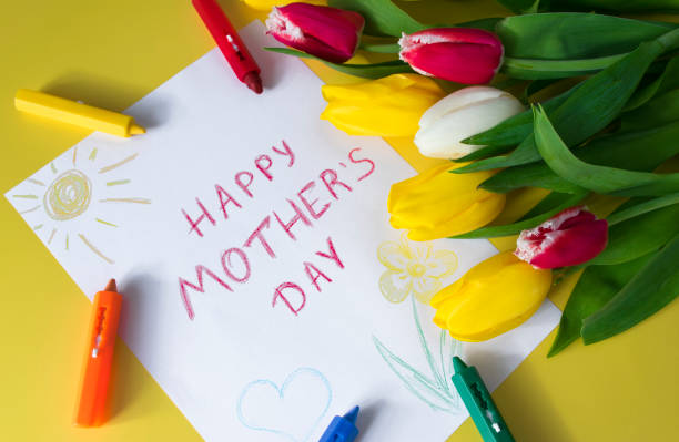 istock Mother`s Day card and tulips bouquet 1308971736