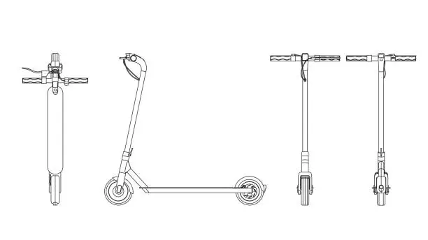 Vector illustration of Vector illustration of electric scooter bike, line art