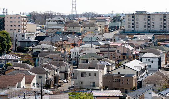 Japanese residential area on a sunny day.