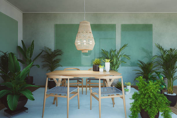 istock Home dining room with lots of plants 1308985879
