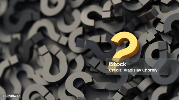 Yellow Question Mark On A Background Of Black Signs Faq Concept Stock Photo - Download Image Now