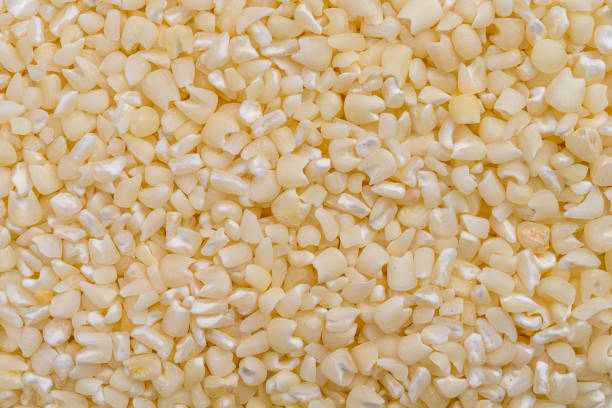marco completo de granos de maíz blanco triturados - white corn fotografías e imágenes de stock