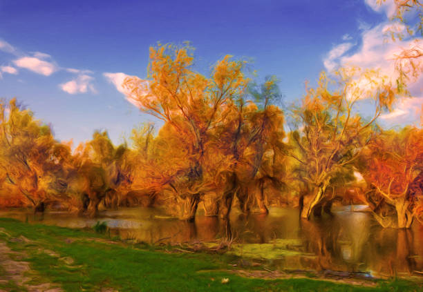 istock Oil landscape painting 1308990363