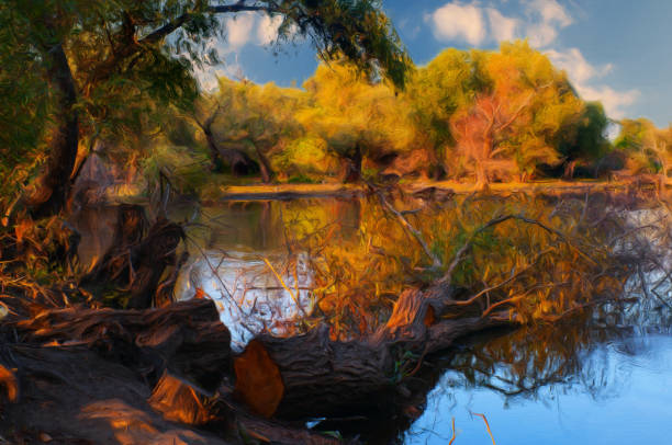 istock Oil landscape painting 1308990365