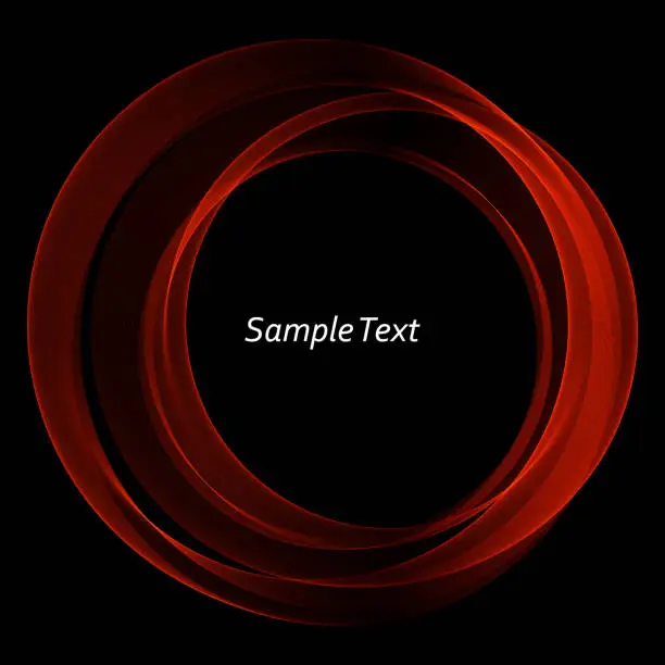 Vector illustration of Wavy frame red-bright wave on a black abstract background. Design element. Brochure Template