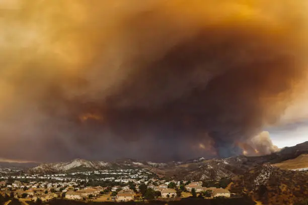 Photo of California wildfire threatening a residential area - Sand Fire July 23, 2016