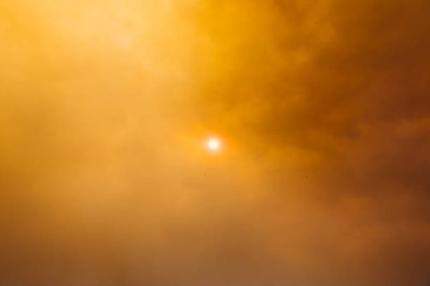 Wildfire flames and smoke from California wildfire covering the sun