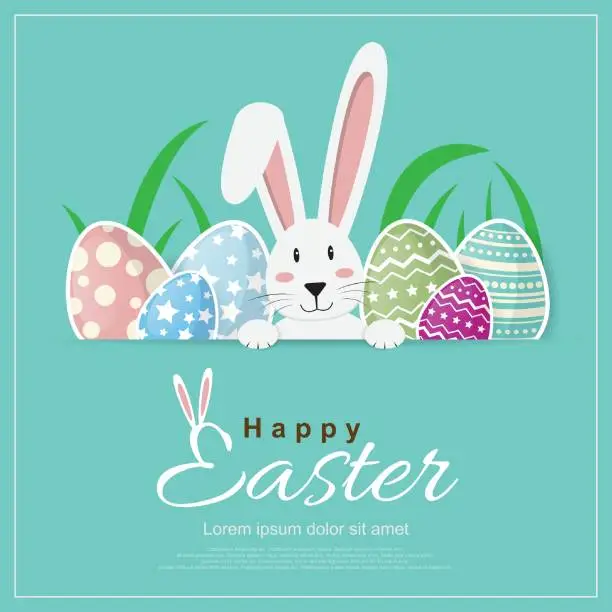 Vector illustration of Happy Easter greeting card. Vector illustration