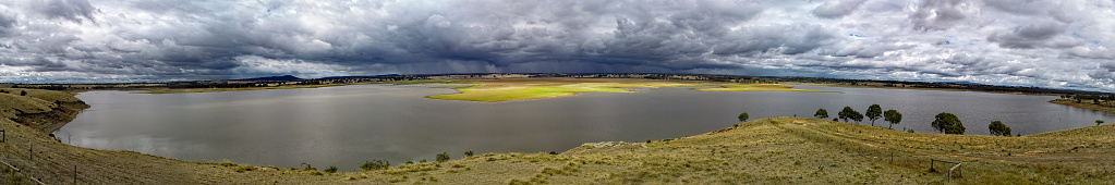 Panoramic view of Lake Eppalock in Central Victoria as the storm approaches