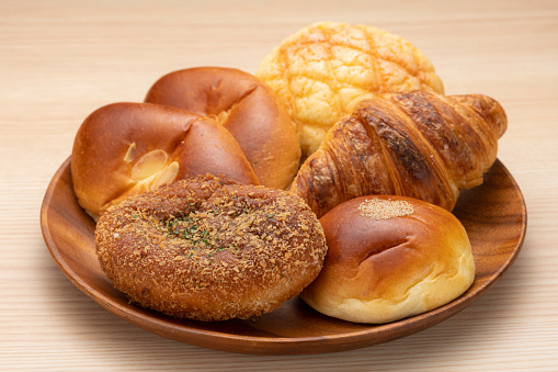 Close-up of many kinds of bread