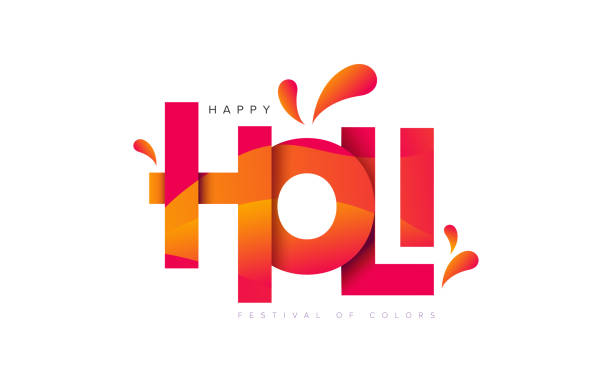 Happy Holi Greeting with Creative Holi Typography Indian Religious Festival Holi Greeting Background Template with Creative Holi Typography holi stock illustrations