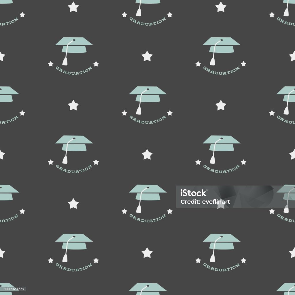 Vector Graduation Star Pattern Seamless Pattern With Star Graduation Caps Vector Graphic Silhouette ...