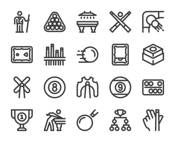 Snooker and Pool - Bold Line Icons Snooker and Pool Bold Line Icons Vector EPS File. pool break stock illustrations