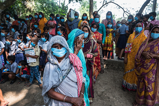 Nabinnagar, India – November 03, 2020: Villagers wearing masks during the coronavirus.