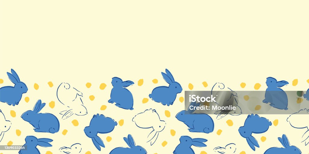 Easter Bunny Egg Frame Border Seamless Pattern Stock Illustration -  Download Image Now - Blue, Rabbit - Animal, Frame - Border - iStock