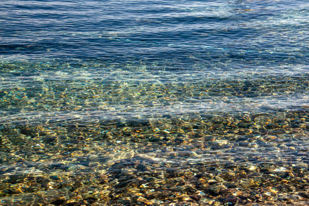 istock Crystal clear water, rocks and white sand for background 1309034297