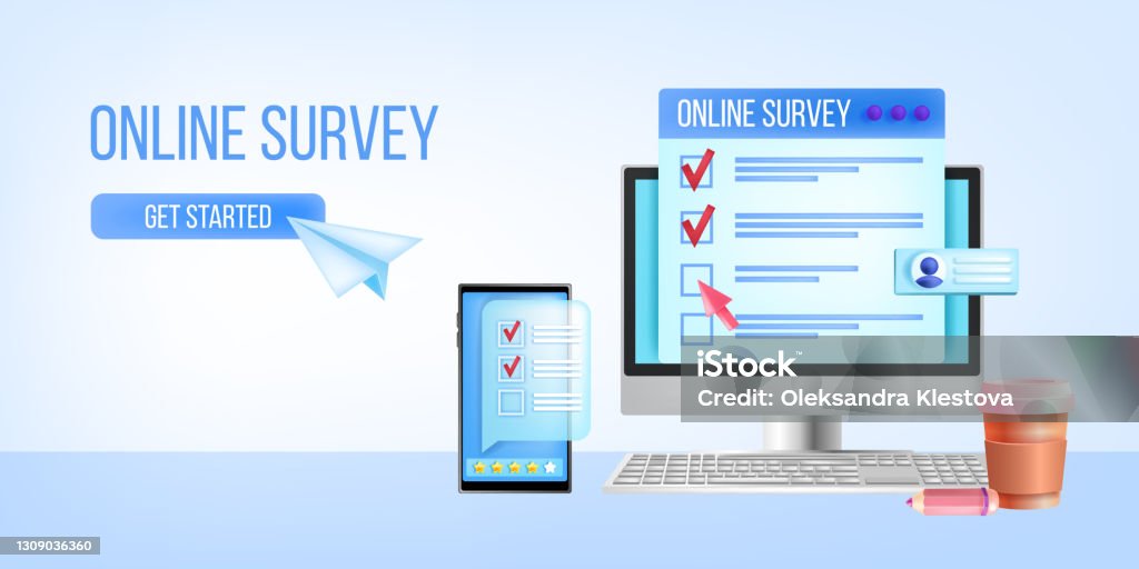 Questionnaire Page Screen Example Online Survey Vector Internet Questionnaire Landing Page Template ...