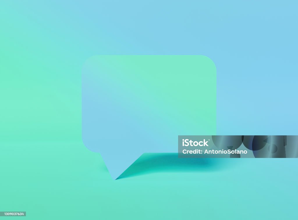 comment box with gradient color comment box with gradient color. 3d rendering Speech Bubble Stock Photo