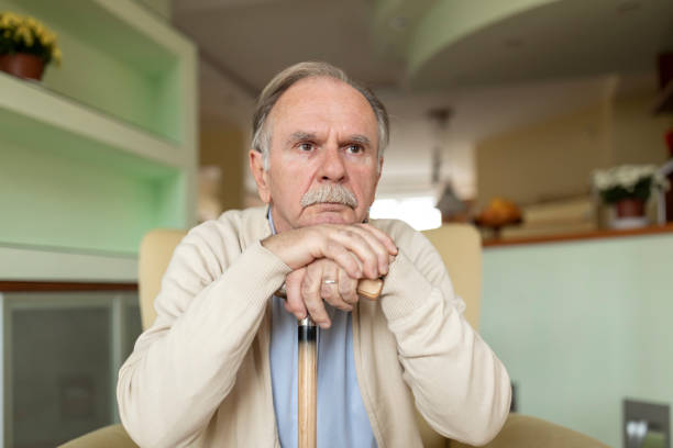 istock An Elderly Man with Physical Disabilities is Looking Worried and Lonely. 1309038986