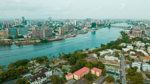 stadsbild och skyline av lagos island, ikoyi och victoria island - lagos bildbanksfoton och bilder