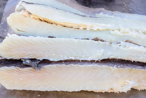 istock Several pieces of healthy and tasty salted cod. 1309048104