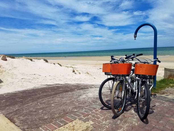 해변에서 자��전거 - travel hire bicycle australia 뉴스 사진 이미지