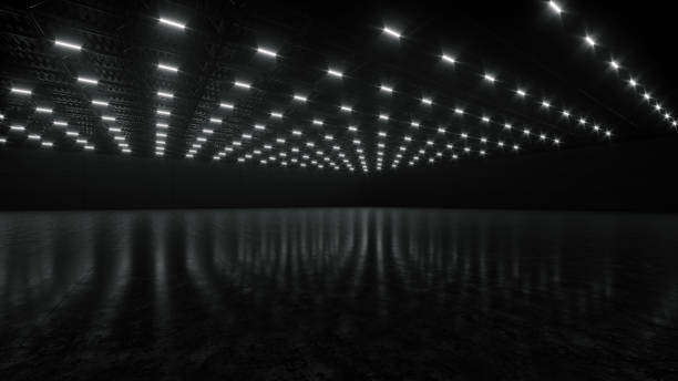3D render of empty exhibition space. backdrop for exhibitions and events. Tile floor. Marketing mock up.