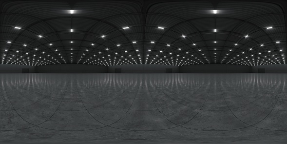 Panorama hdri esférico completo 360 grados de espacio de exposición vacío. telón de fondo para exposiciones y eventos. Piso de azulejos. Maqueta de marketing. Ilustración de renderizado 3D photo