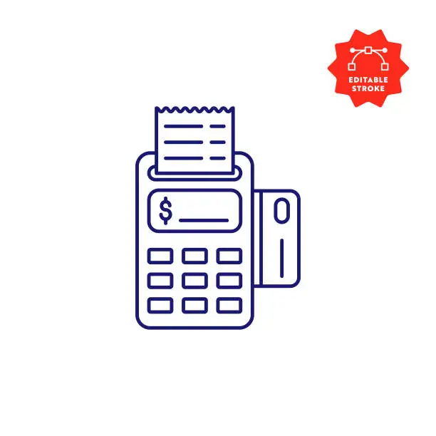 Vector illustration of POS Machine Line Icon with Editable Stroke