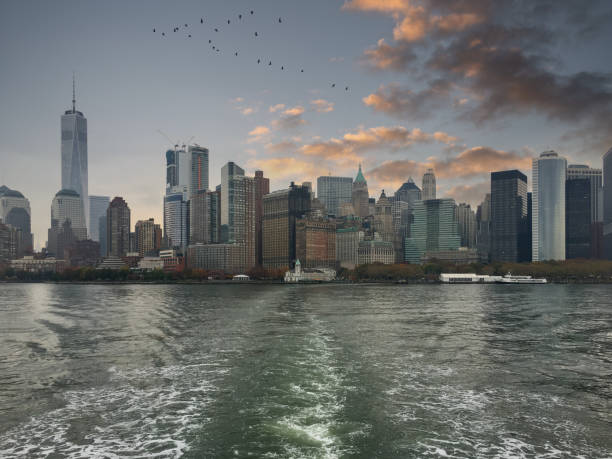 Panoramic of New York City from the Hudson River stock photo