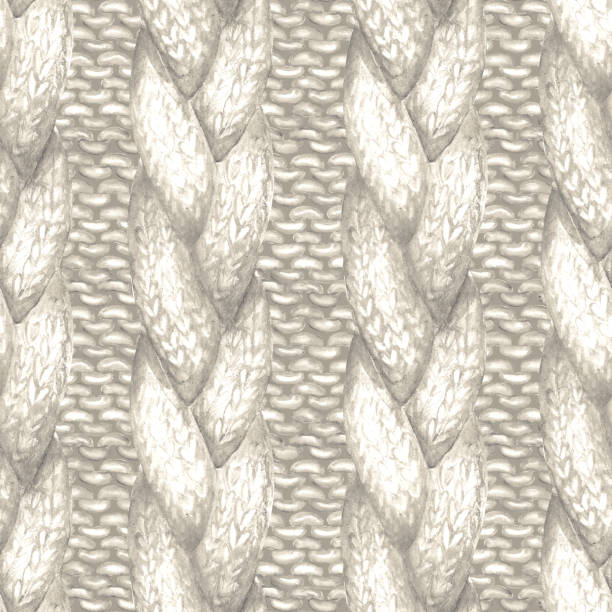 istock White beige gray realistic knitted seamless pattern. Watercolor hand paint cozy warm knit texture 1309064210