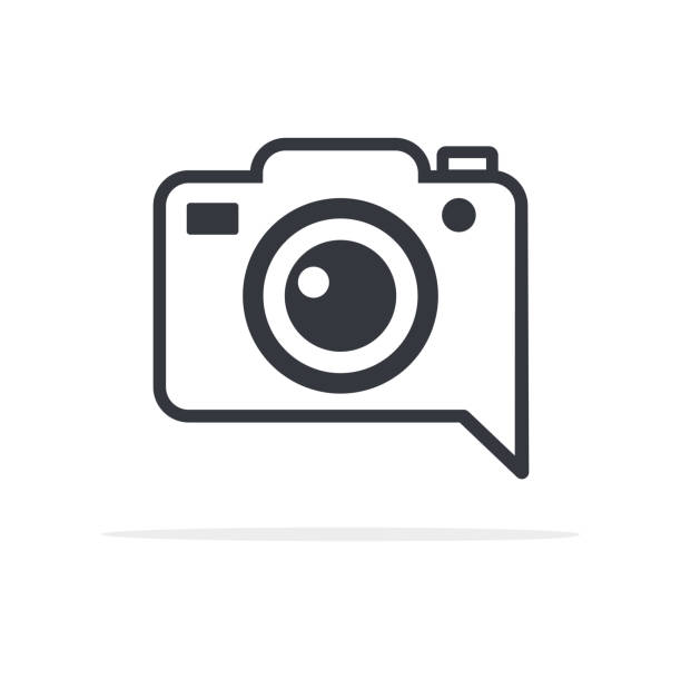 symbol ikony aparatu fotograficznego płaski styl - fotografika obrazy stock illustrations